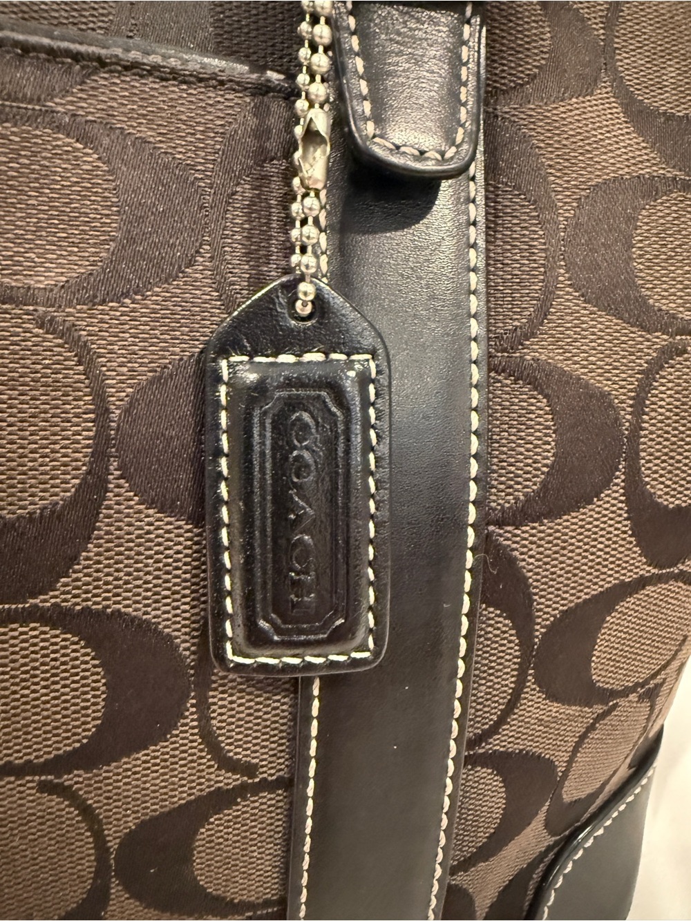 Coach Signature Canvas Buckle Tote in Dark Brown, Black, Y2K era bag - Picture 5 of 15